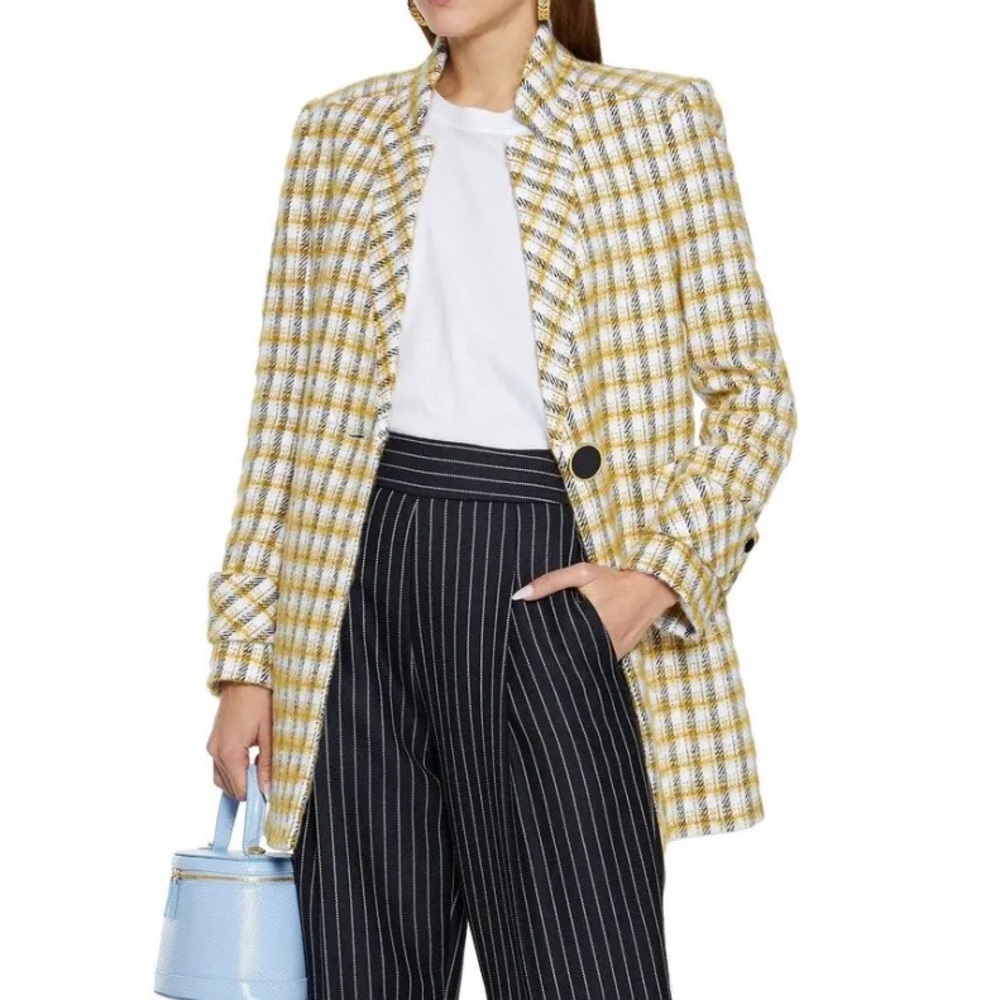 VERONICA BEARD Jin Dickey Brushed Checked Cotton-Blend Coat